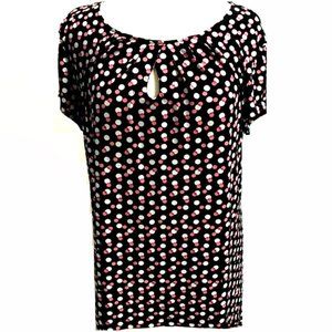East 5th Keyhole Front Polka Dot Blouse